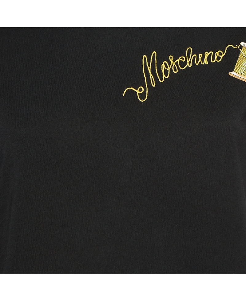 Pre-Owned Moschino Women's Couture Logo Embroidered Cotton Half Sleeve T-Shirt
