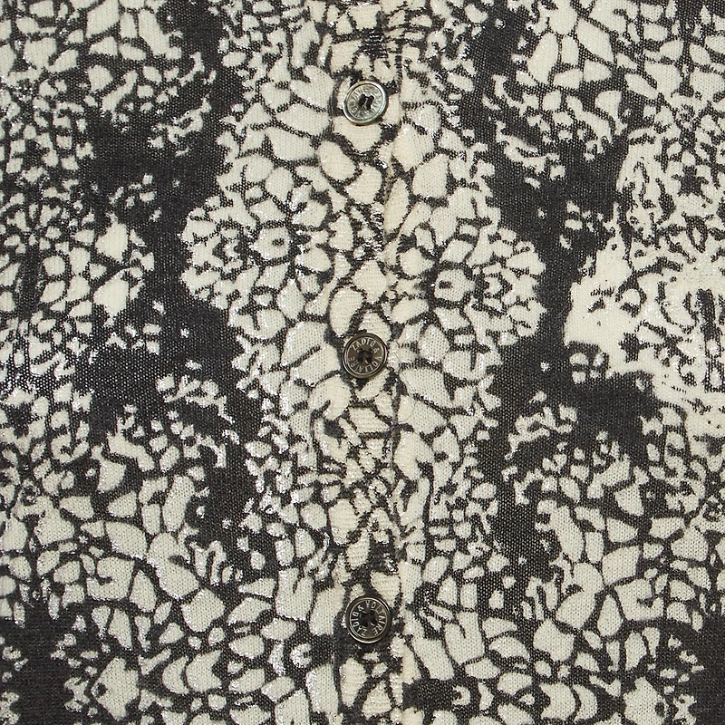 Pre-Owned Zadig & Voltaire Women's Pre-Owned Zadig and Voltaire Black/white Abstract Print Cashmere Buttoned Cardigan