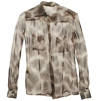 Pre-Owned Roberto Cavalli Women's Brown Animal Print Silk Sheer Shirt