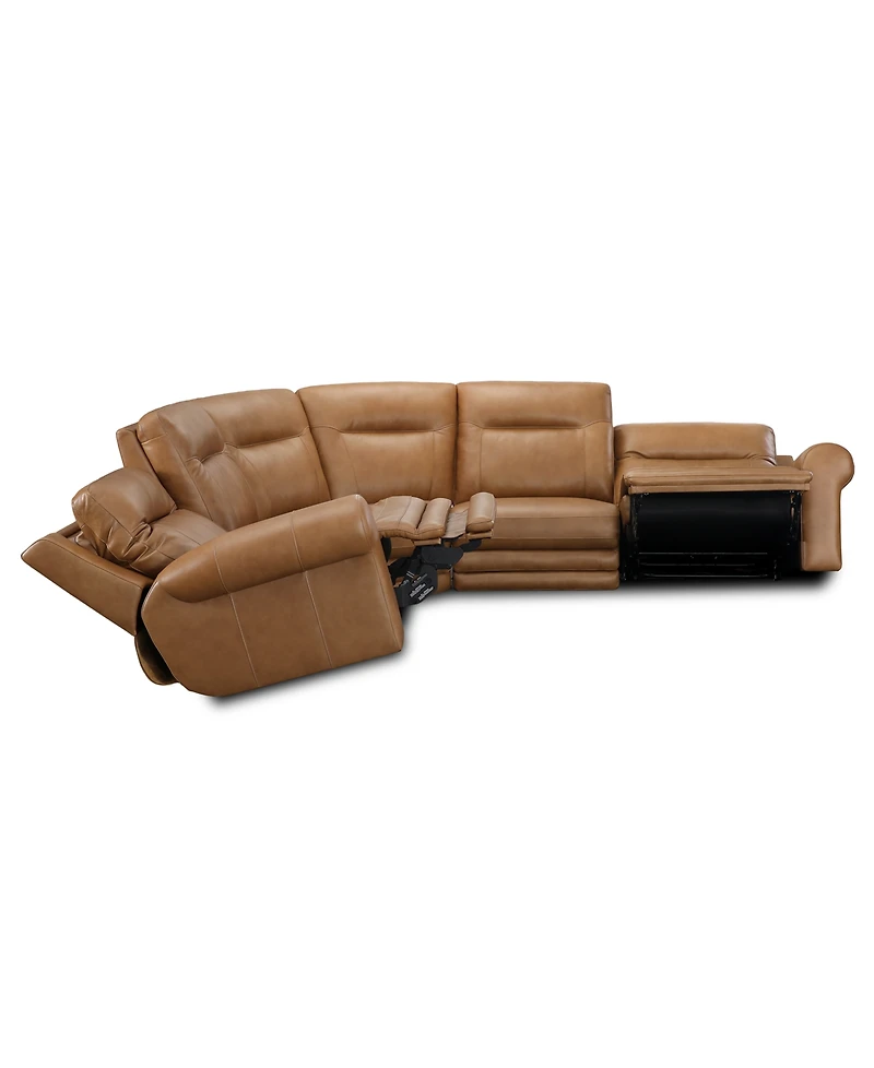 Furniture 6-Pc. Alexandre Leather Sectional with 2 Power Motion Recliners, Exclusively at Macy's