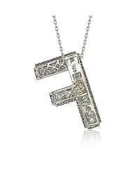 Suzy Levian Sterling Silver Sapphire 3-d Letter "F" Initial Pendant