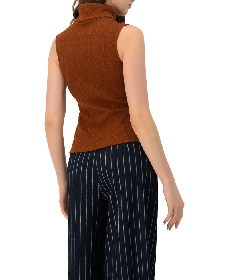 Ivonne Women's High Neck Sleeveless Knit Top