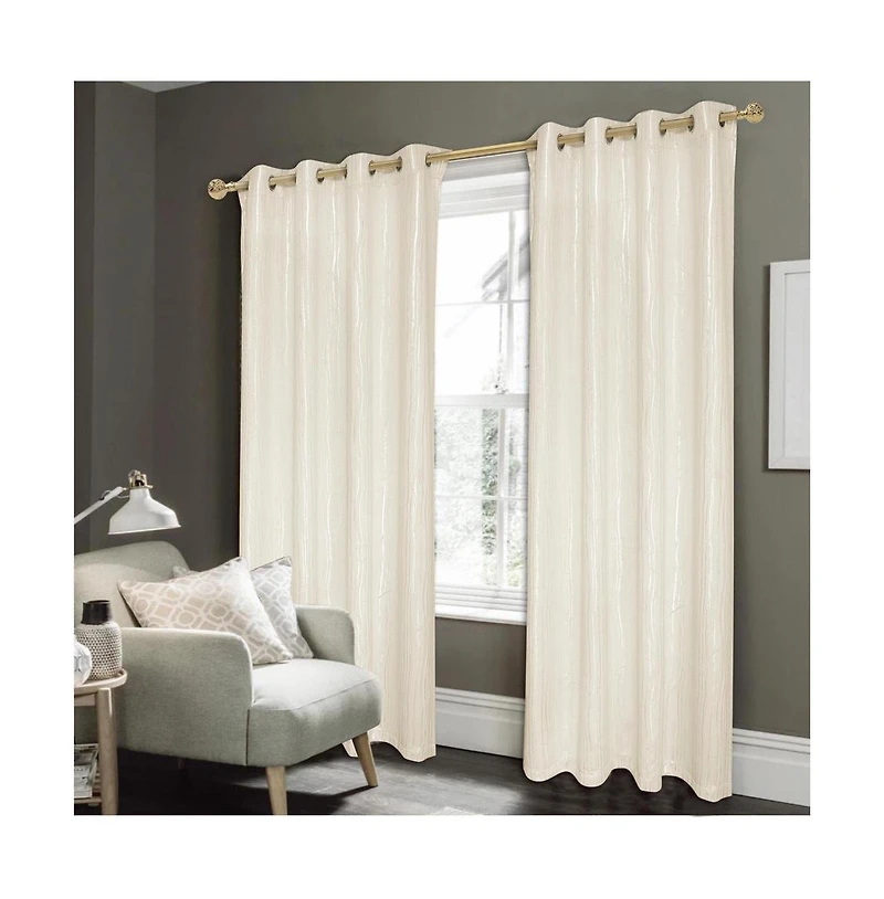 Rt Designers Collection Elegant Iceland Metallic Grommet Blackout Curtain 54" x 84" Beige