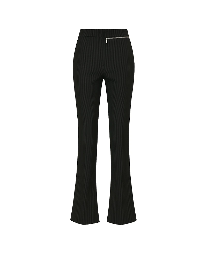 Pcfg Women's Striped Zip Detail Skinny Flare Pants