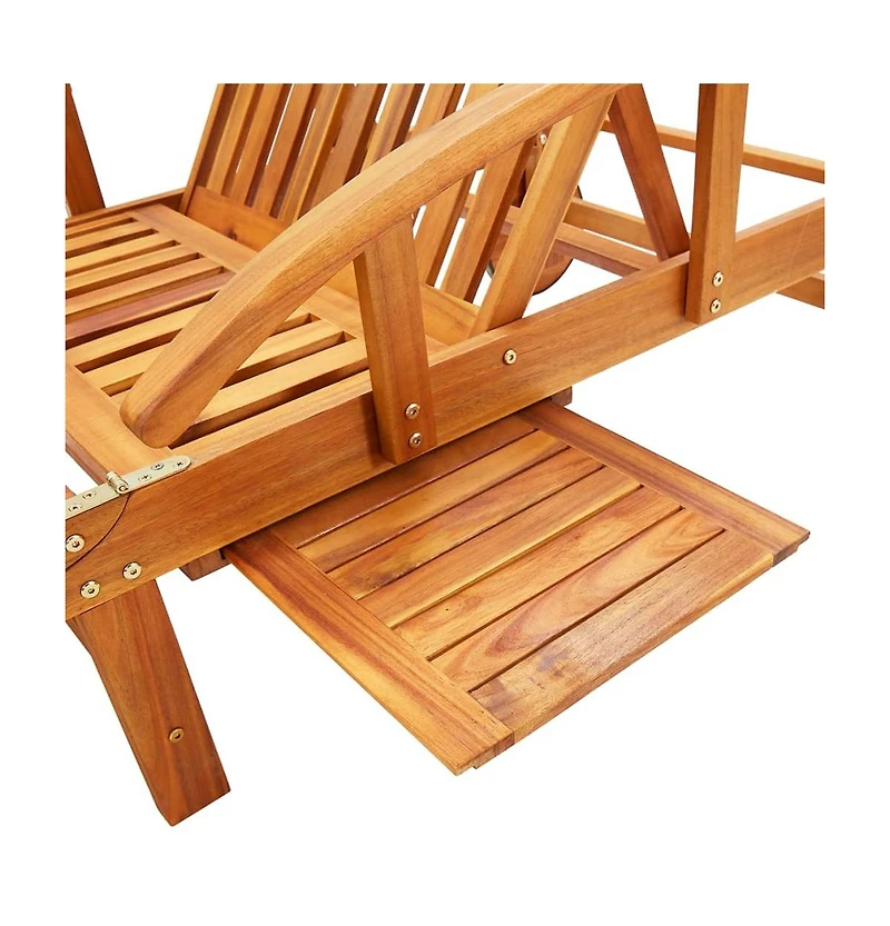vidaXL Sun Lounger Brown Solid Acacia wood Large Foldable