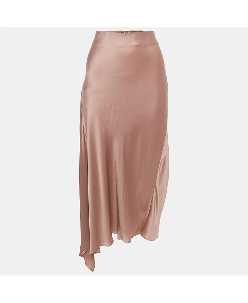 Pre-Owned Brunello Cucinelli Women's Pink Satin Asymmetric Midi Skirt