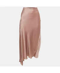 Pre-Owned Brunello Cucinelli Women's Pink Satin Asymmetric Midi Skirt