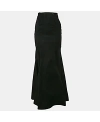 Pre-Owned Roberto Cavalli Women's Black Cotton Flared Maxi Skirt