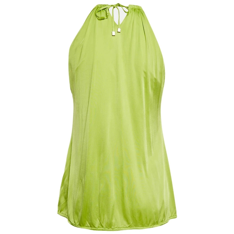 Pre-Owned Roberto Cavalli Women's Fluorescent Green Jersey Shoulder Strap Top