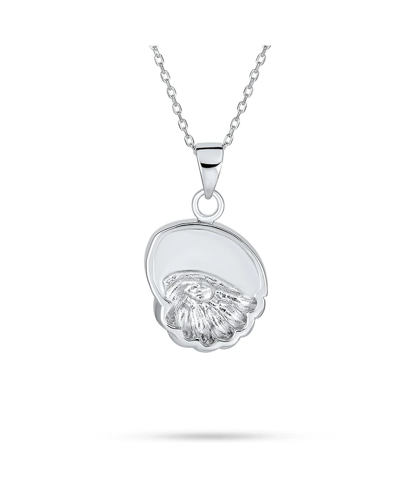 Bling Jewelry Nautical Created Blue Opal Conch Pendant Necklace & Crab Stud Earrings Jewelry Set Sterling Silver