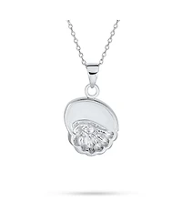 Bling Jewelry Nautical Created Blue Opal Conch Pendant Necklace & Crab Stud Earrings Jewelry Set Sterling Silver