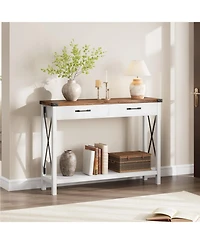 Gaomon Console Table with 2 Drawers, Farmhouse Sofa Table with Storage Shelf, Accent Wood Entryway Table for Living Room, Hallway