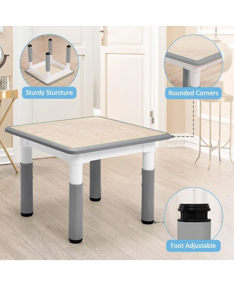 gaomon Kids Table and 4 Chairs Set Height Adjustable Table and Chair Set Boy and Girl Gift for Classrooms/Daycares/Home