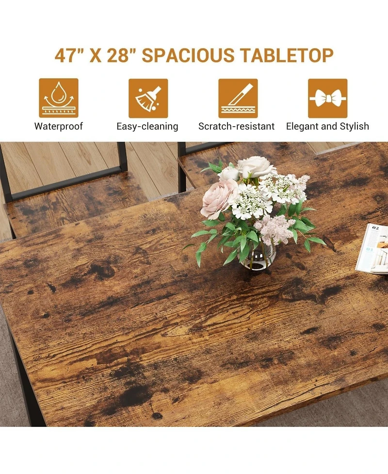Gaomon Modern Kitchen Table Chairs Set Dining Table Set for 4 with Bench and Chairs,Kitchen Table Set with Storage Rack&Metal Frame