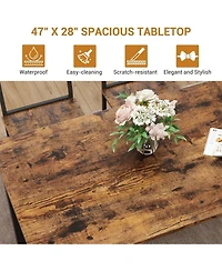 Gaomon Modern Kitchen Table Chairs Set Dining Table Set for 4 with Bench and Chairs,Kitchen Table Set with Storage Rack&Metal Frame