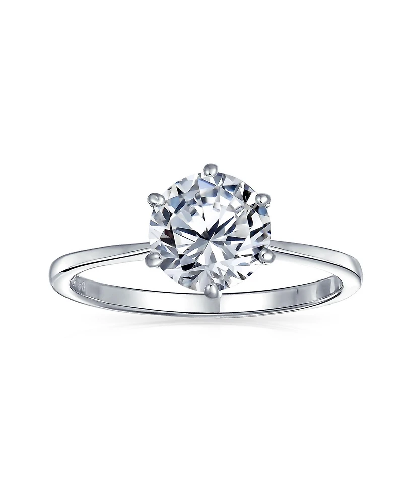 Bling Jewelry Round Solitaire 1.5CT Cz Cubic Zirconia 6-Prong Promise Ring 1MM Band Gold Plated .925 Sterling Silver