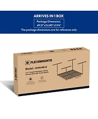 FlexiMounts Ohk Series 48 in W × 48 in D Ceiling-Mounted Overhead Garage Storage Rack – Model OHK44B-e