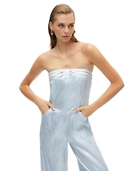 Women's Metallic Strapless Jumpsuit