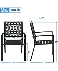 Gaomon 3 Piece Patio Bistro Set, Black Steel Outdoor Chairs and Table Set for 2, Small Modern Furniture