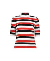 Ivonne Women's Striped Mock-Neck Knit Top