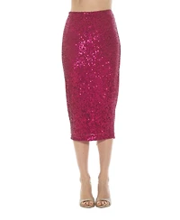 Alexia Admor Women's Ana Midi Sequin Pencil Skirt with Back Zip Detail