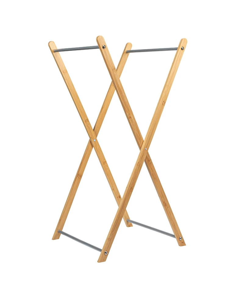 Household Essentials X-Frame Bamboo Hamper, Washable Liner, Natural.