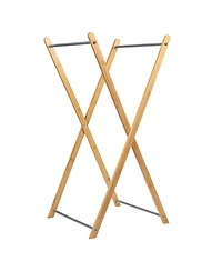 Household Essentials X-Frame Bamboo Hamper, Washable Liner, Natural.