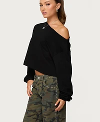 Edikted Women's Aveline Off Shoulder Light Sweatshirt
