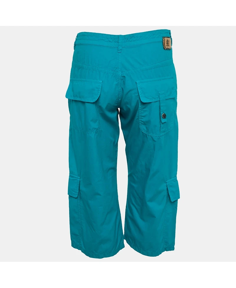 Pre-Owned Roberto Cavalli Women's Blue Cotton Cargo Bermuda Shorts