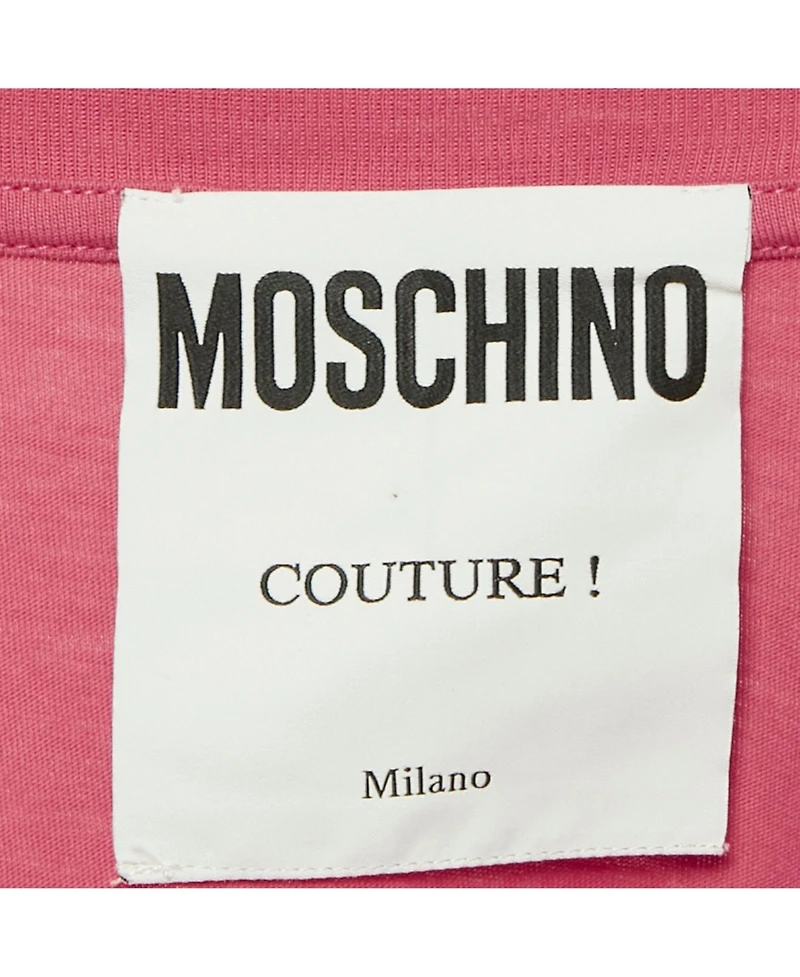 Pre-Owned Moschino Men's Couture Pink Logo Print Jersey T-Shirt