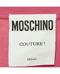 Pre-Owned Moschino Men's Couture Pink Logo Print Jersey T-Shirt