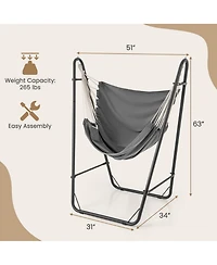 Costway Heavy-duty Hammock Chair with Stand Metal Frame Storage Pocket Quality Fabric