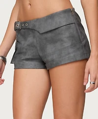 Edikted Women's Houston Faux Leather Cargo Shorts