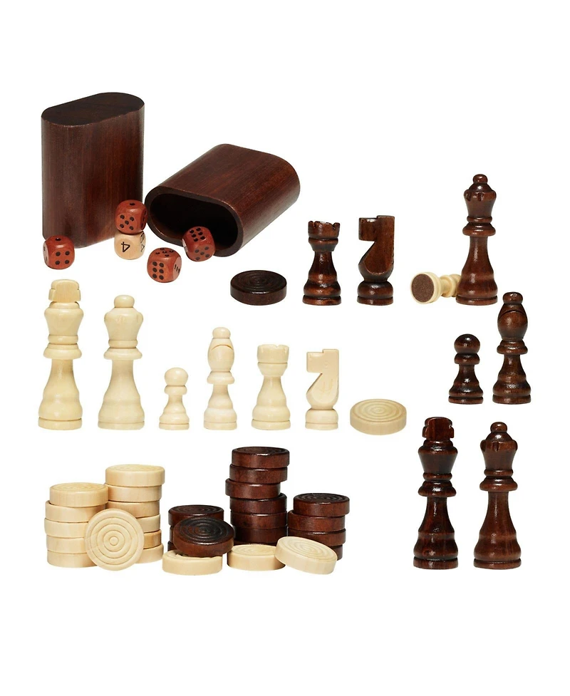 Sugift 3-in-1 Chess Checkers Backgammon Table Set 18" Wooden Game Table