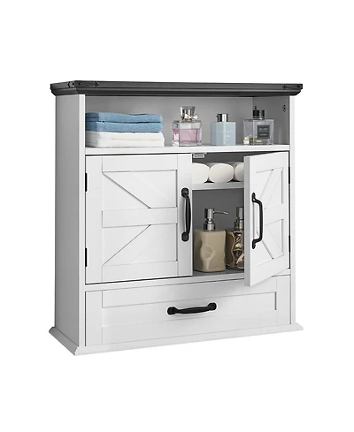 Slickblue Bathroom Wall Cabinet with 2 Doors, Drawer, and Shelves