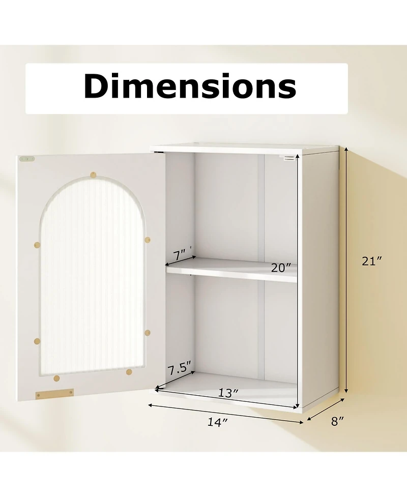 Costway Bathroom Wall Cabinet Medicine Cabinet with Tempered Glass Door & Adjustable Shelf