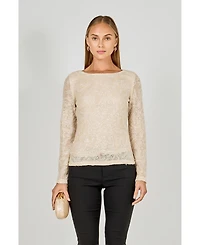 endless rose Women's Scoop Neck Sequin Top