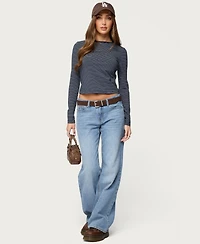 Edikted Womens Brianna Striped Long Sleeve T Shirt