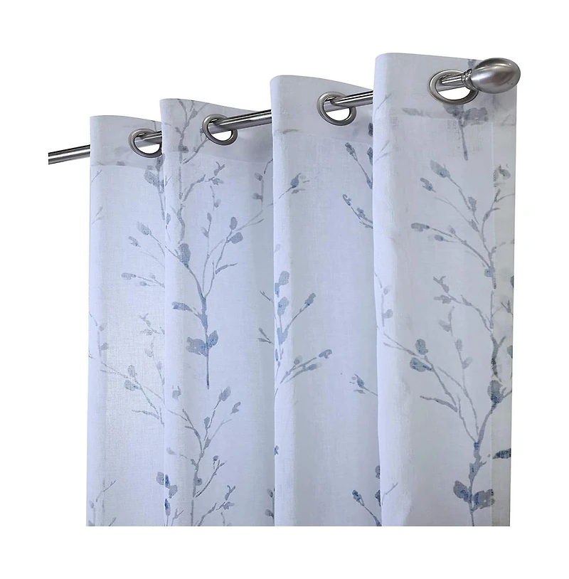 Commonwealth Primavera Style Panel Printed Floral Curtain, White