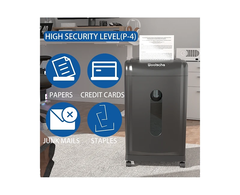 Mondawe 19-Sheet Cross Cut Paper Shredder, Heavy Duty 7.93 Gallon Ultra Quiet Shredder