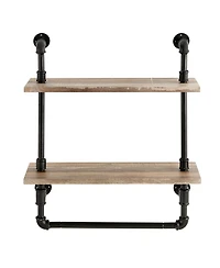 Danya B Olivia Double Shelf Unit with Towel Rod