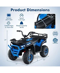 Hongge 24V Kids Ride On Atv Quad With Led Lights Music Fm Radio And Storage Compartment