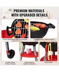 Mecale 28 Pcs Bbq Grill Playset, Kids Kitchen Toy with Lights & Sounds, Interactive Grill & Food Set, Barbecue Toy for Boys Girls 3-5