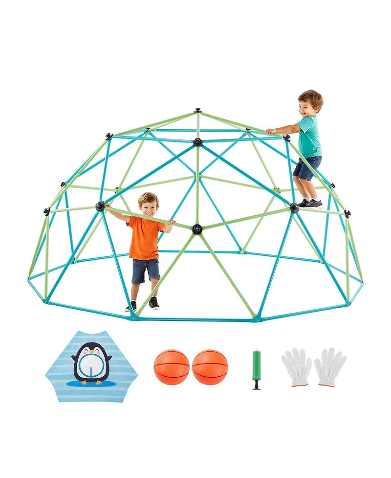 Mecale Climbing Dome, 10 ft Geometric Dome Climber with Octopus Net and 2 Basketballs, 1000 lb Capacity