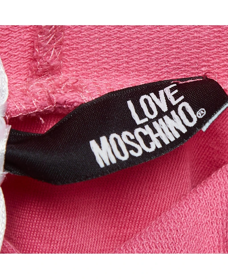Pre-Owned Love Moschino Women's Pink Crystal Embellished Cotton Hoodie