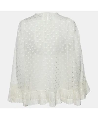 Pre-Owned Zimmermann Women's Dotted Crepe Fil Coupe Pleat Detail Top