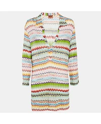 Pre-Owned Missoni Women's Multicolor Patterned Knit Plunge Neck Tunic Top