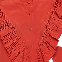 Pre-Owned Zadig & Voltaire Women's Red Silk Ruffled Taccora Blouse