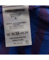 Pre-Owned Zadig & Voltaire Women's Striped Jersey Regy T-Shirt