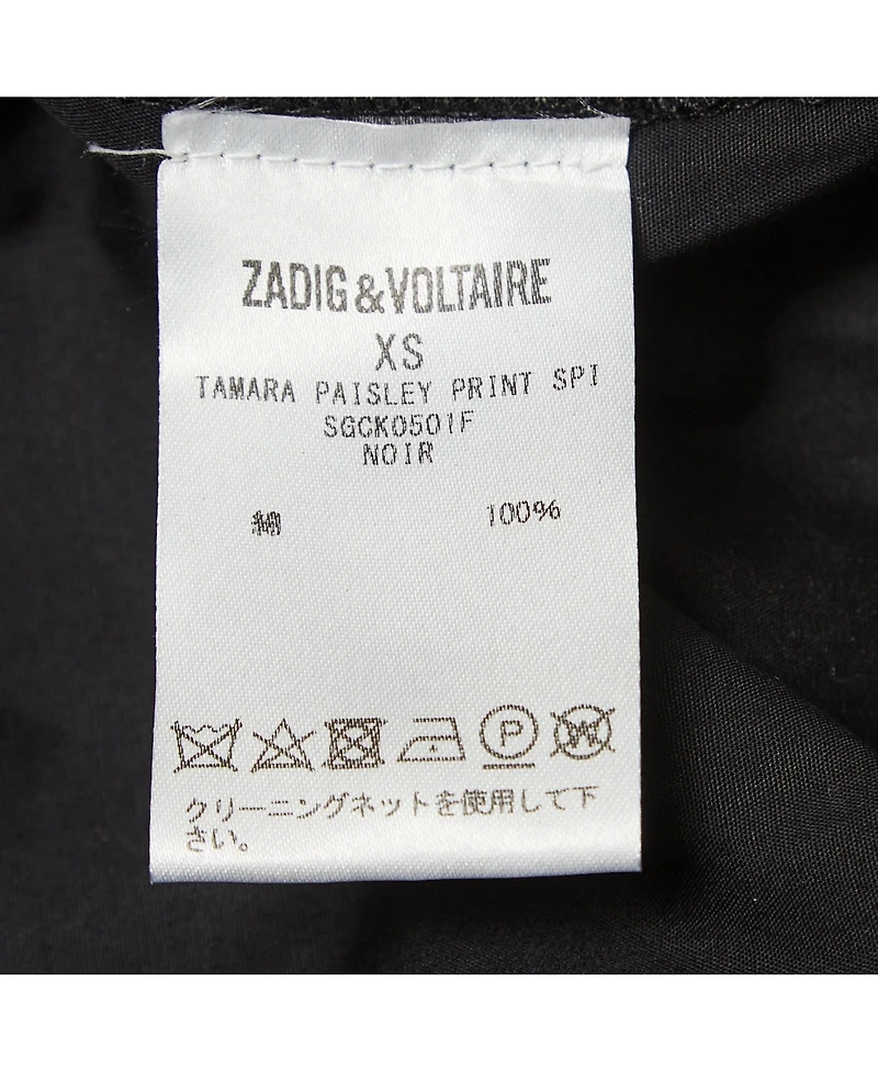 Pre-Owned Zadig & Voltaire Women's Black Tamara Paisley Print Cotton Oversized Shirt